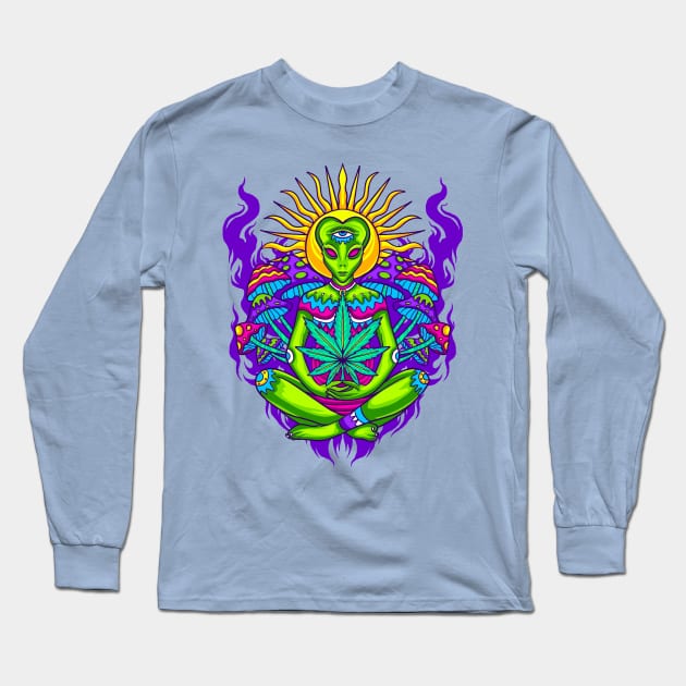 420 Outer Space Jam Long Sleeve T-Shirt by machmigo